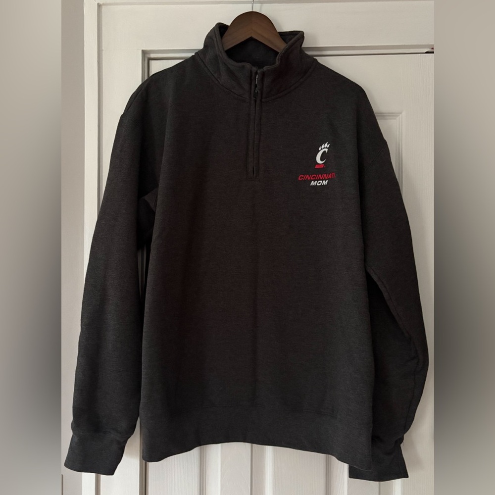 Cincinnati Bear Cats Mom‎ Champion Dark Grey Quarter Zip Up Sweater Size XL EUC
